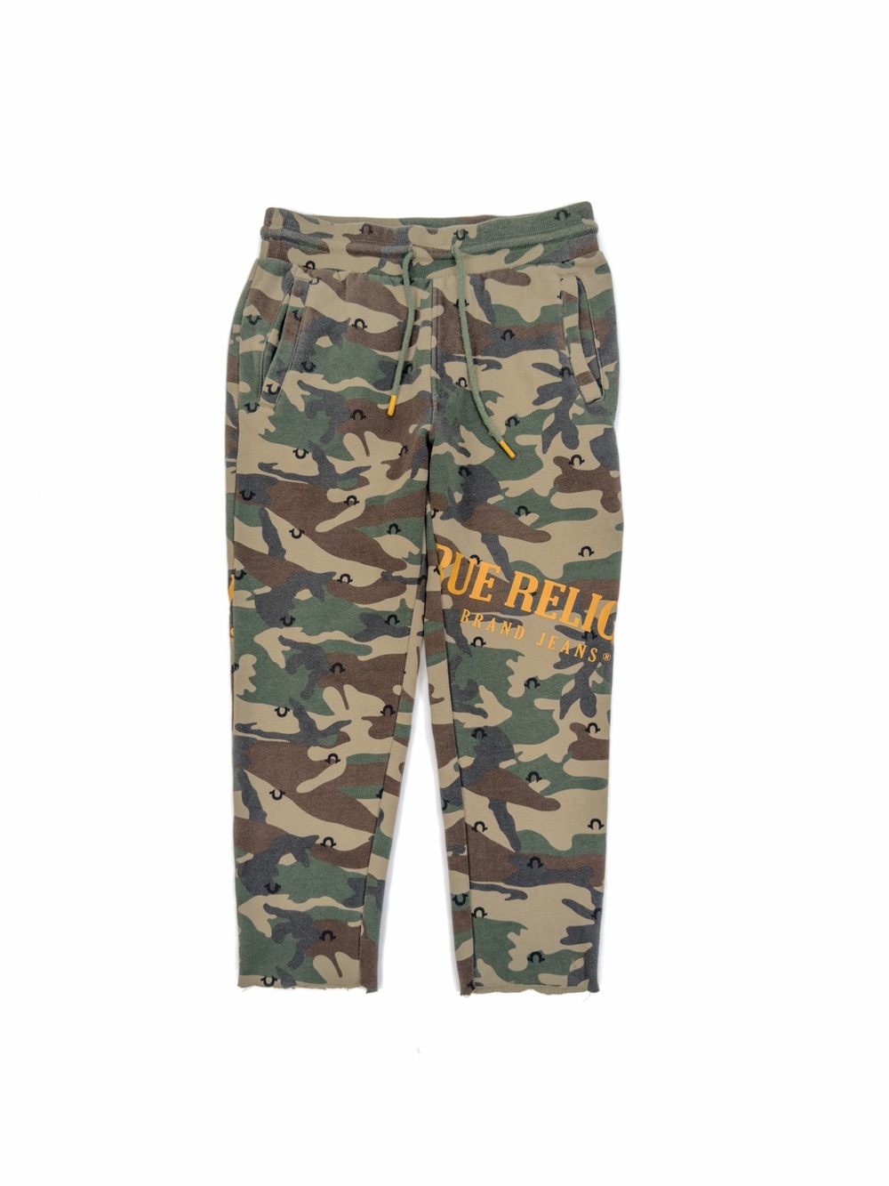 True Religion Mens Camo Pants Cropped Fleece Logo  Sweatpants • S/M Approx